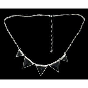 Geometric Black Triangle Necklace With  Rhinestone Accents